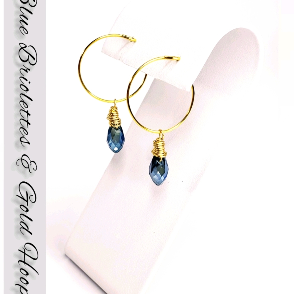 Blue Briolettes & Gold Hoops